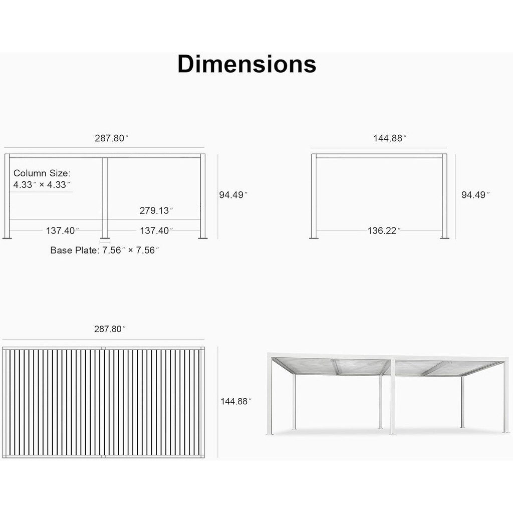 Hanso Home Louvered Pergola Modern White Pergola with Adjustable Roof for Deck Backyard Garden