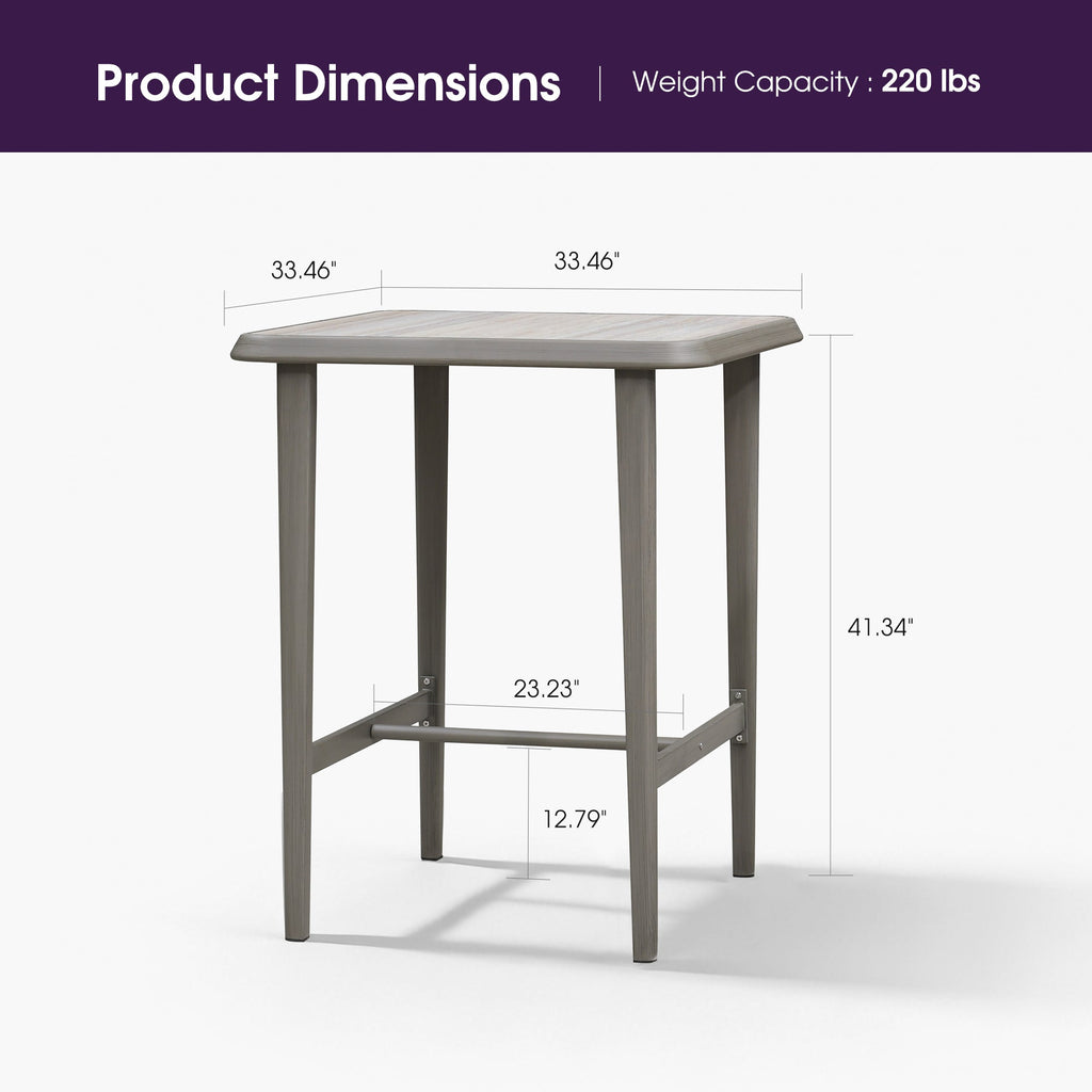 PURPLE LEAF Outdoor Bar Table Patio Dining Table Coffee Kitchen Breakfast Bistro Pub Bar Table for Patio Poolside