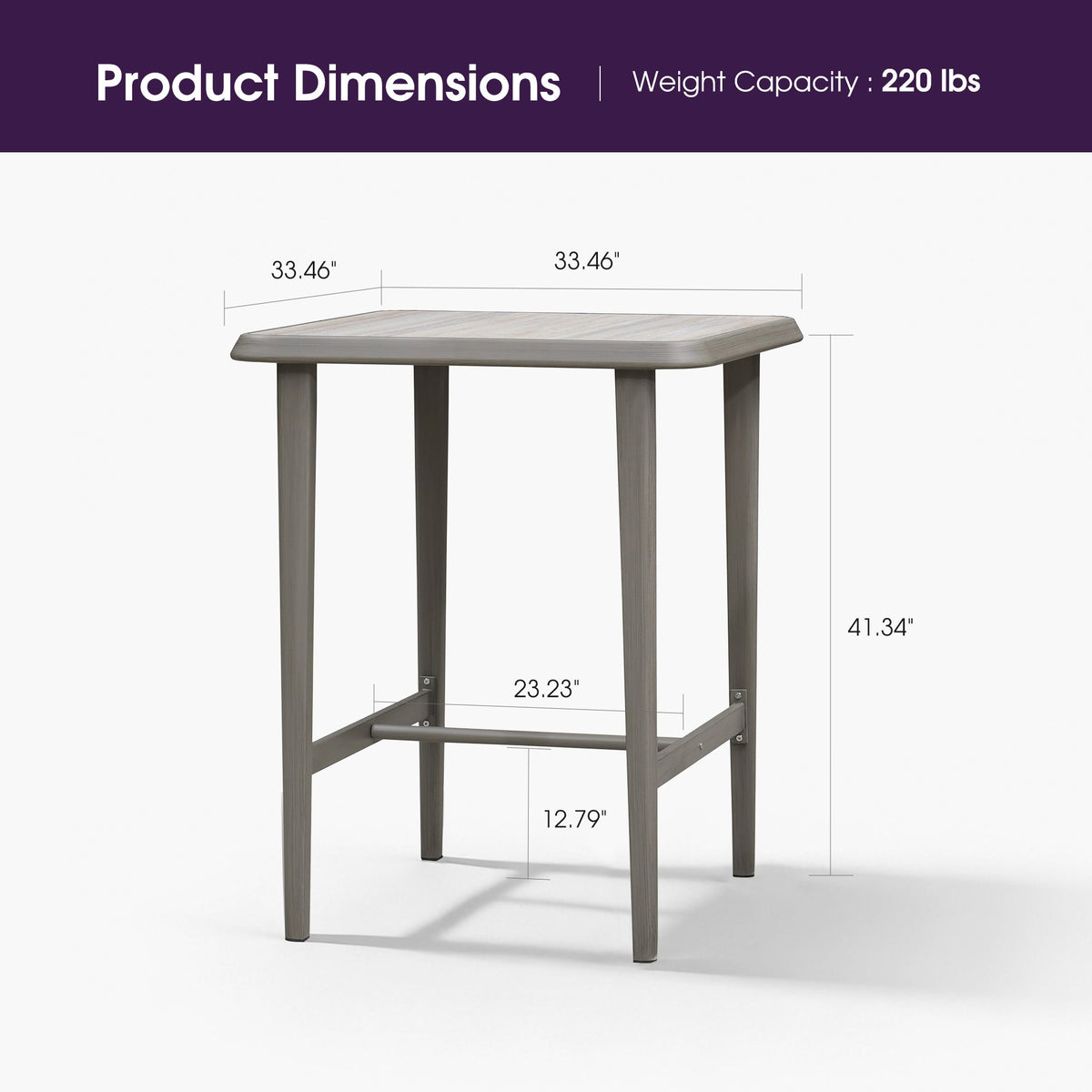 PURPLE LEAF Outdoor Bar Table Patio Dining Table Coffee Kitchen Breakfast Bistro Pub Bar Table for Patio Poolside