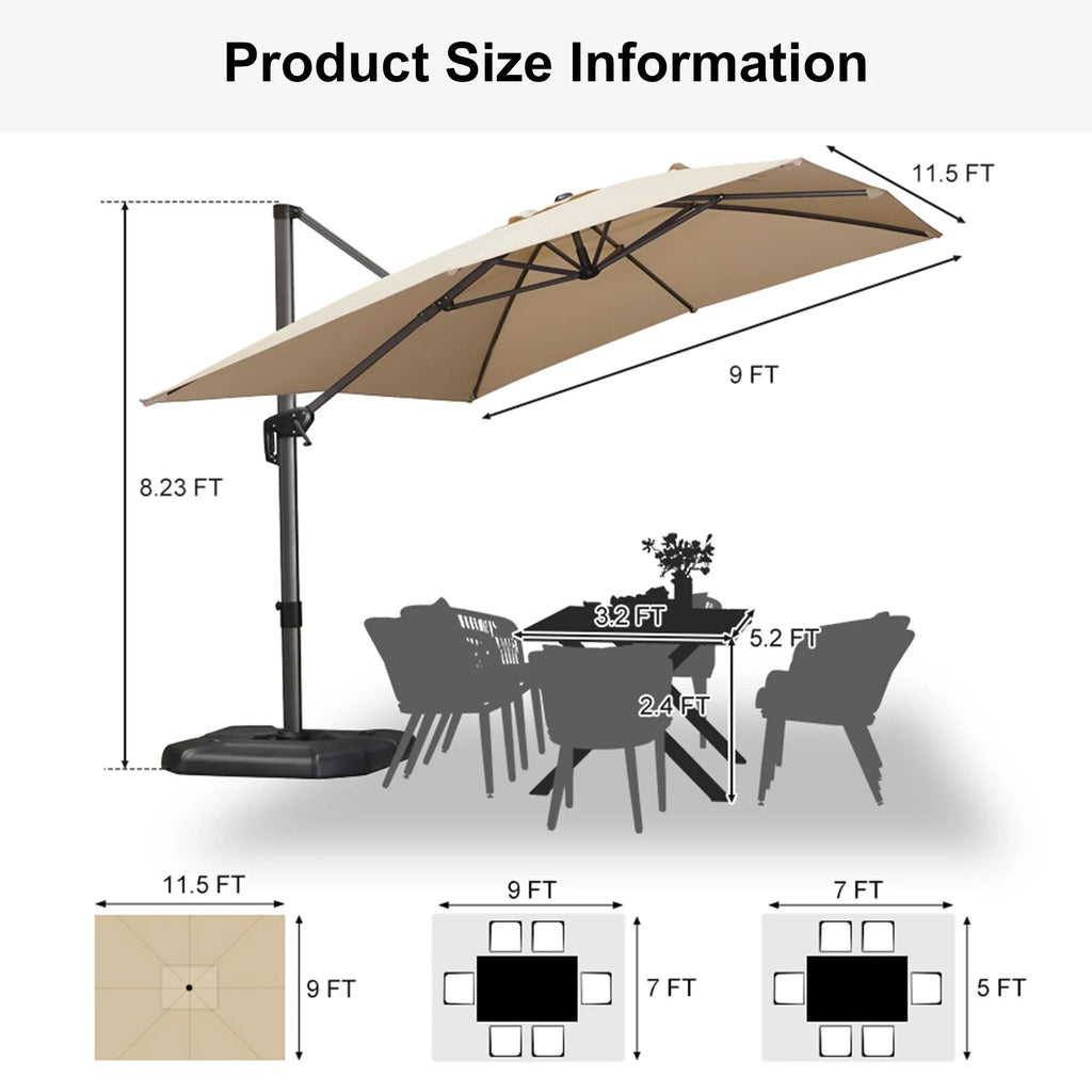 PURPLE LEAF Affordable Patio Umbrella with Base, Square and Rectangular Outdoor Umbrella