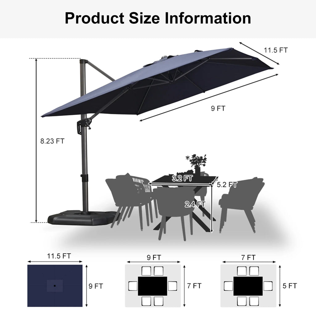 PURPLE LEAF Affordable Patio Umbrella with Base, Square and Rectangular Outdoor Umbrella