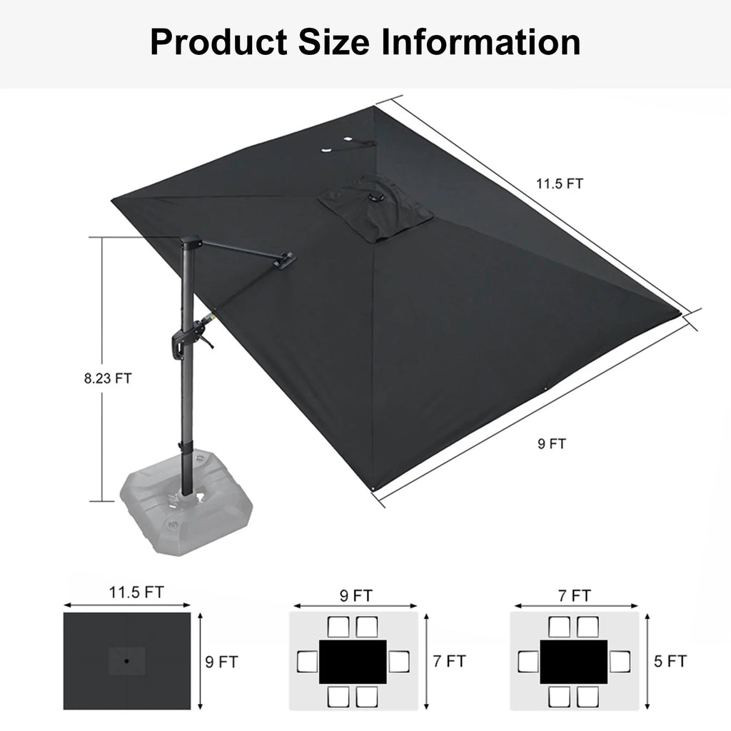PURPLE LEAF Affordable Patio Umbrella with Base, Square and Rectangular Outdoor Umbrella