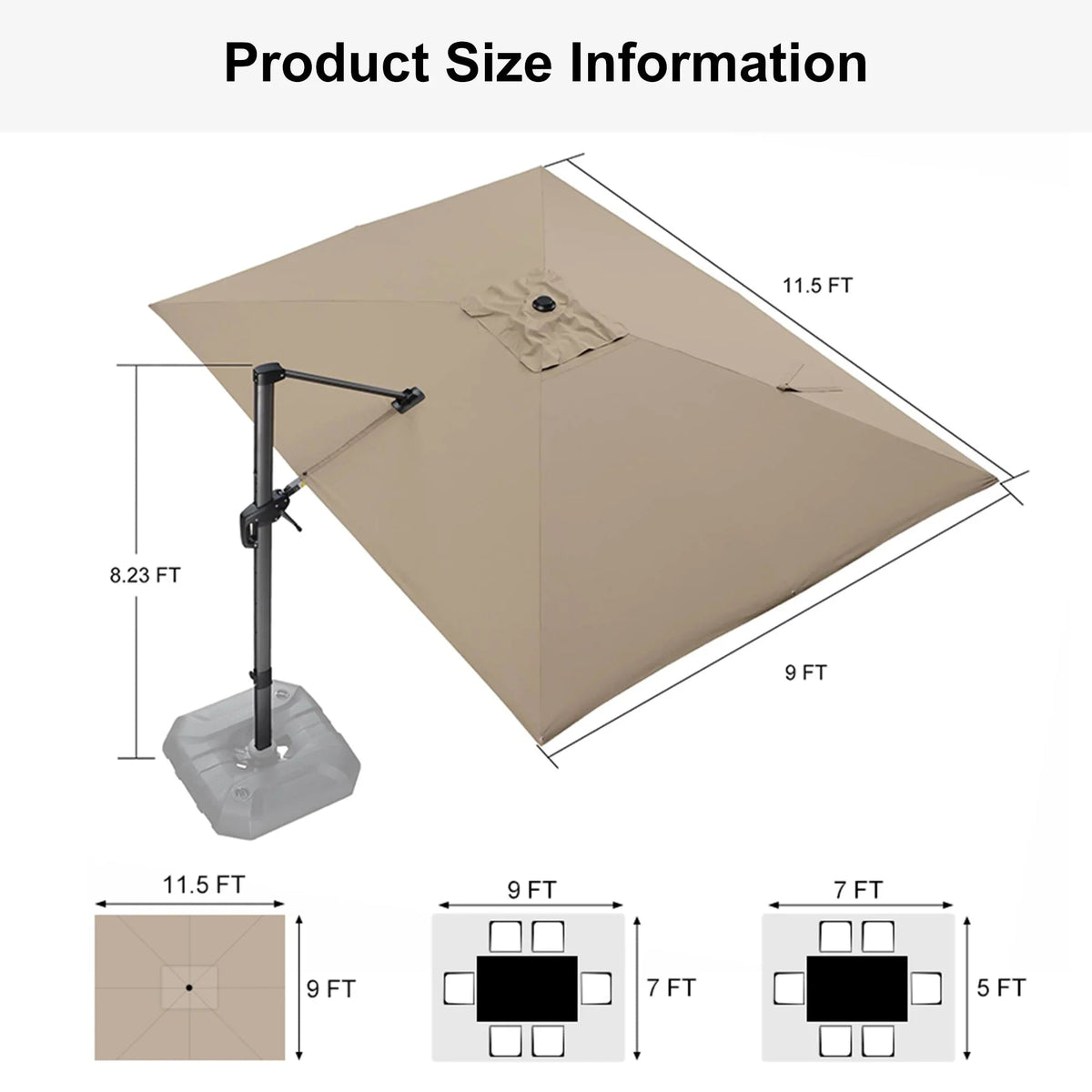 PURPLE LEAF Affordable Patio Umbrella with Base, Square and Rectangular Outdoor Umbrella