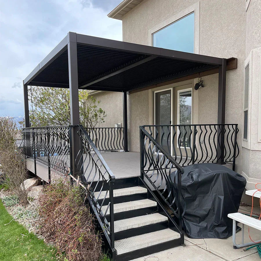 PURPLE LEAF Athena Outdoor Louvered Pergola Adjustable Metal Roof Bronze Hardtop Gazebo Patio Pavilion