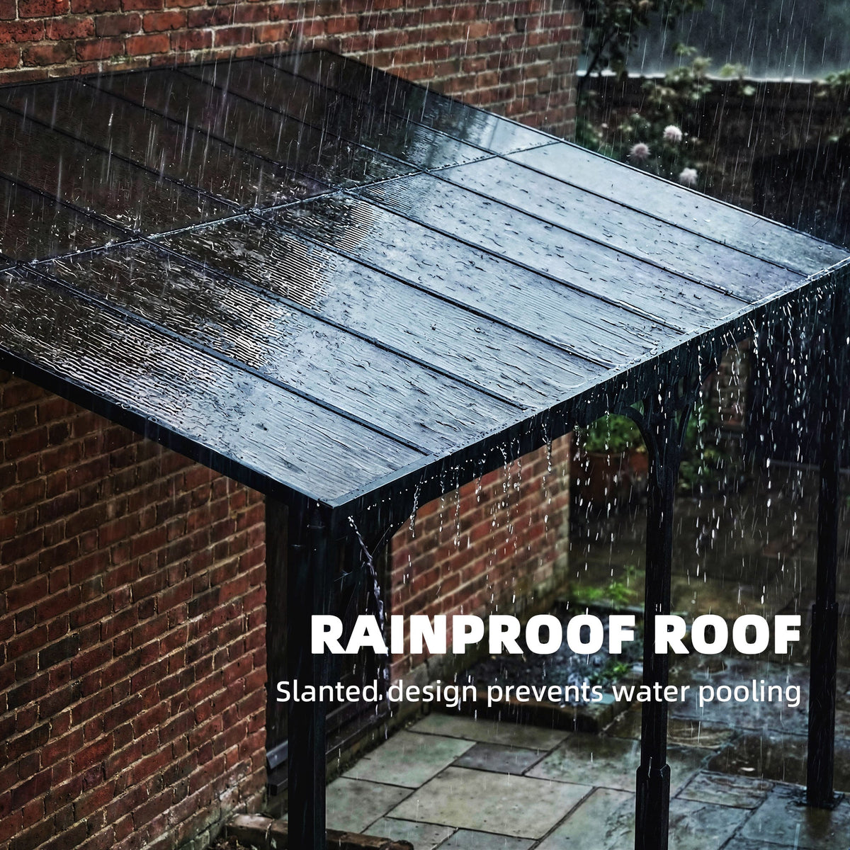 13' x 10' Lean-to Gazebo with Polycarbonate Roof, Brown