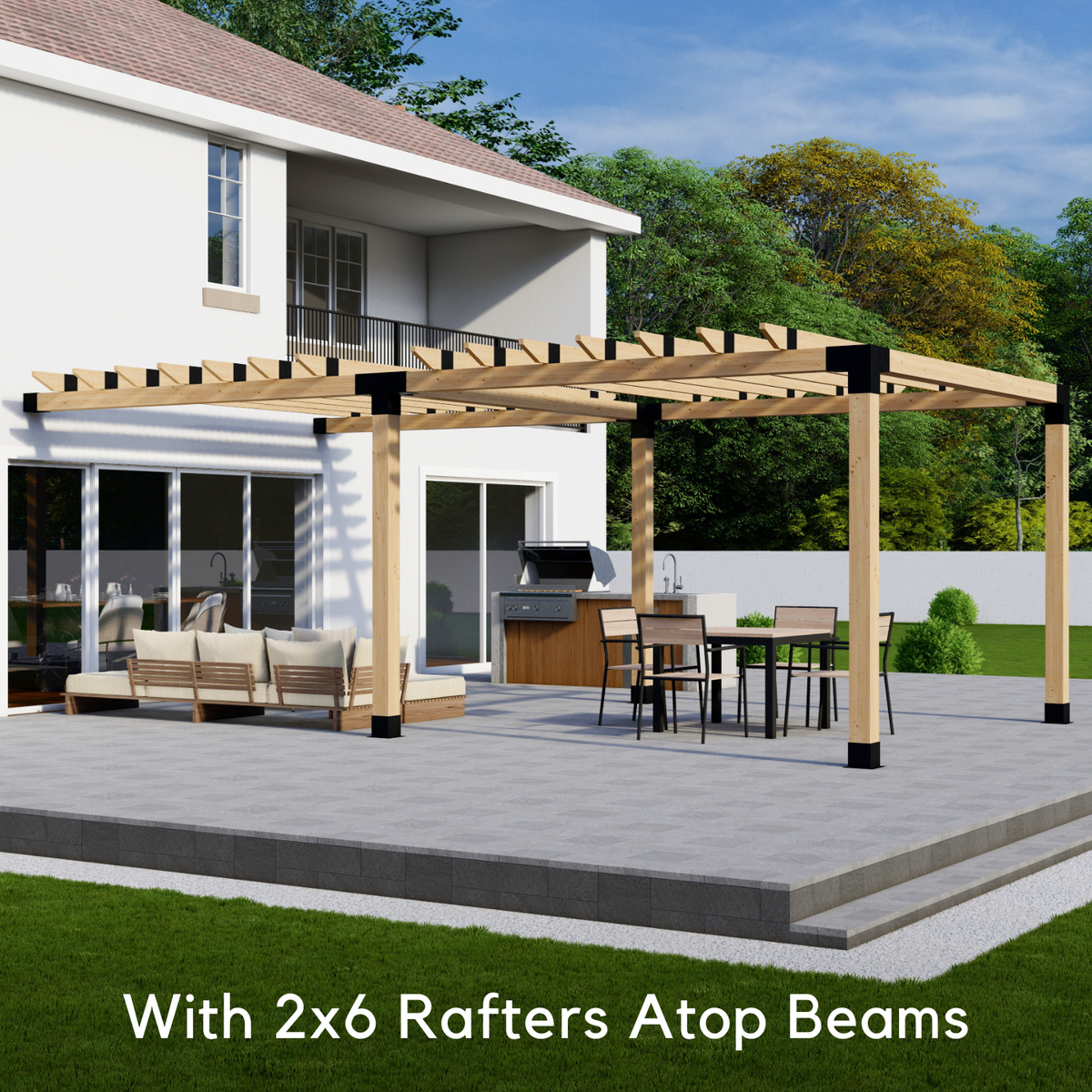 10' x 22' Pergola Attached to House with Roof