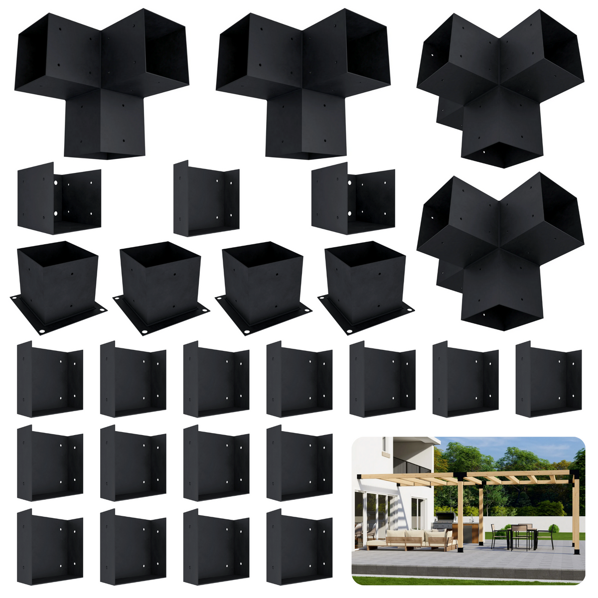 Pergola adossée à la maison 8' x 24' avec toit