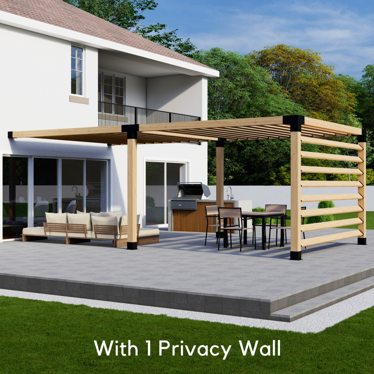 Kit for a Pergola Attached to House Wall
