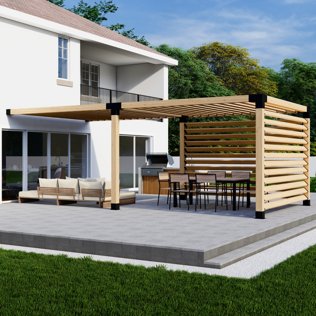 Kit for a Pergola With Slatted Roof and Sides