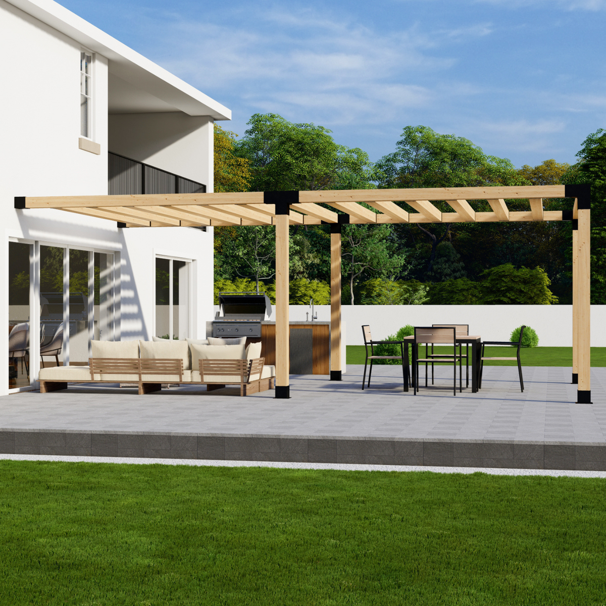 Bracket Kit for a Wooden Pergola With Roof