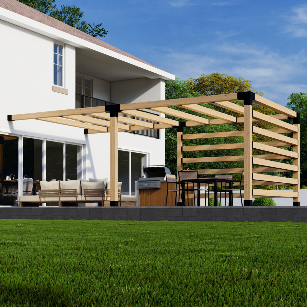 Kit for a Pergola Over Outdoor Kitchen or Deck