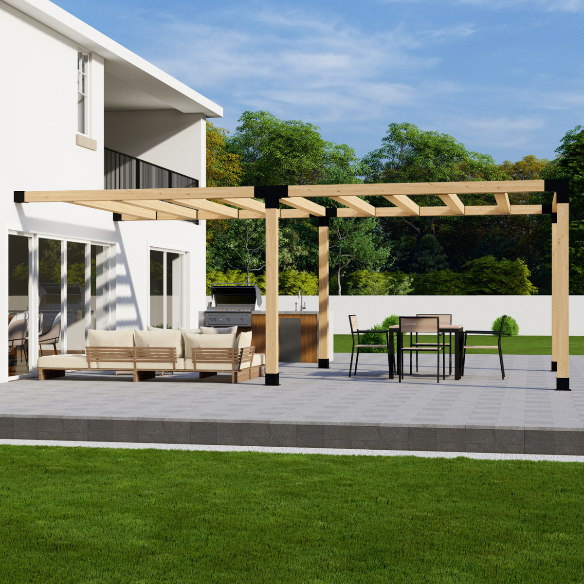 Kit for a Wall-Mounted Pergola With Roof