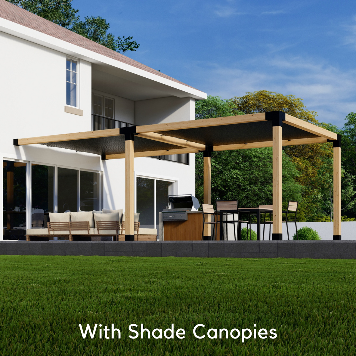 10' x 22' Pergola Attached to House with Roof