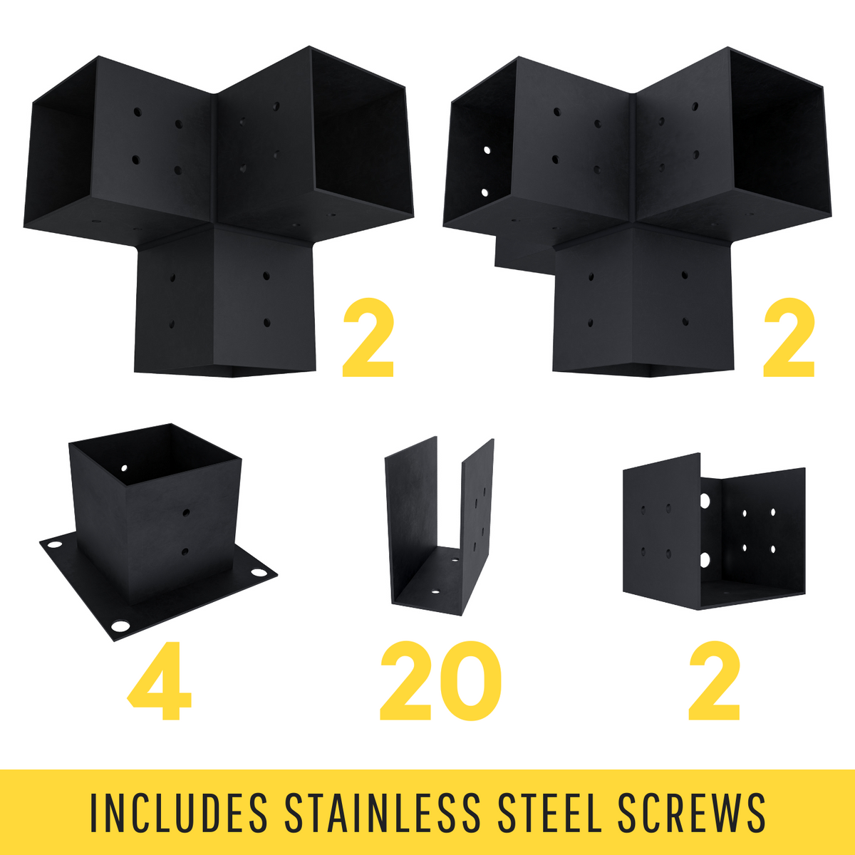 Set of 4x4 Brackets for Pergola on Patio or Deck