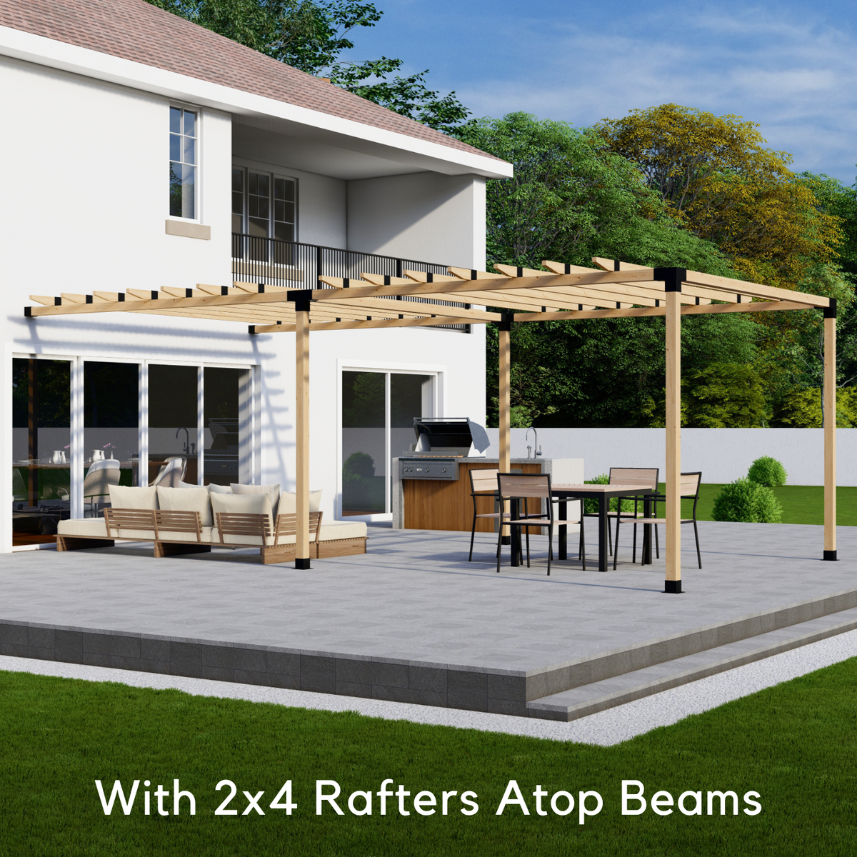 Pergola adossée à la maison 8x14 avec toit