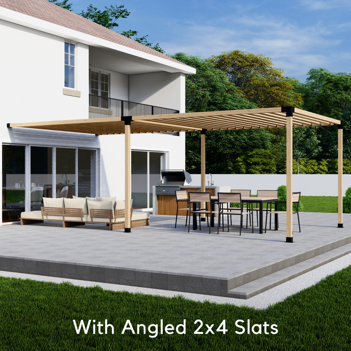 Pergola adossée à la maison 8x22 avec toit