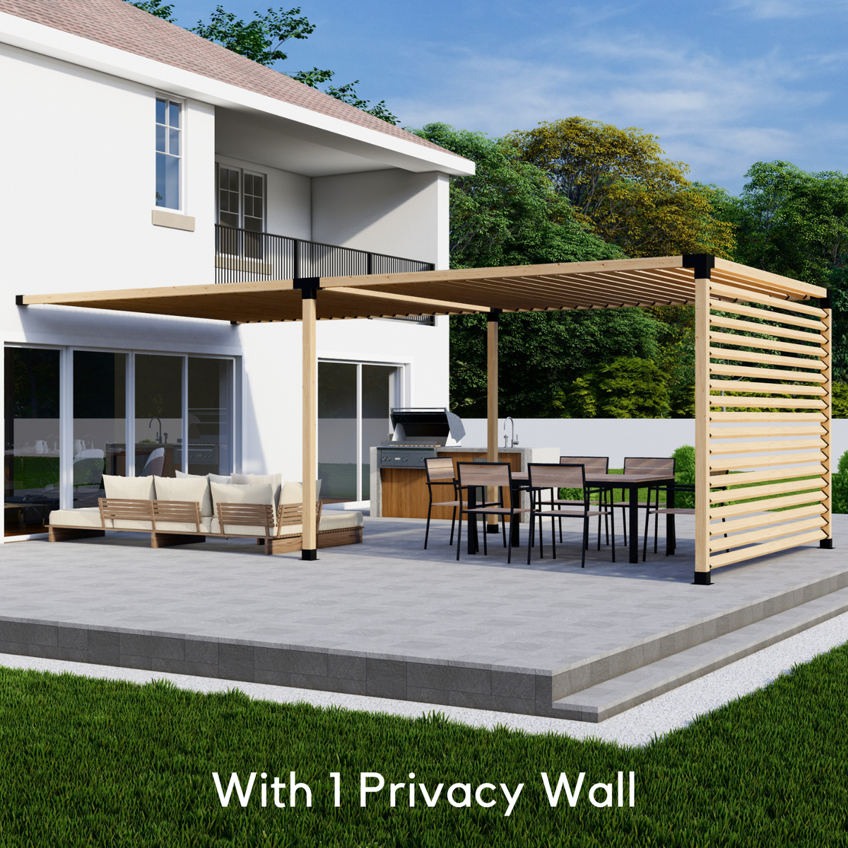 Wall-Mounted Pergola Kit With Roof