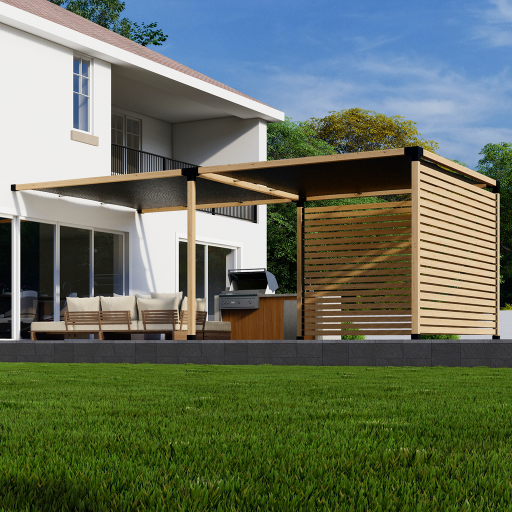 Kit for a Pergola w/ Back Wall for Privacy