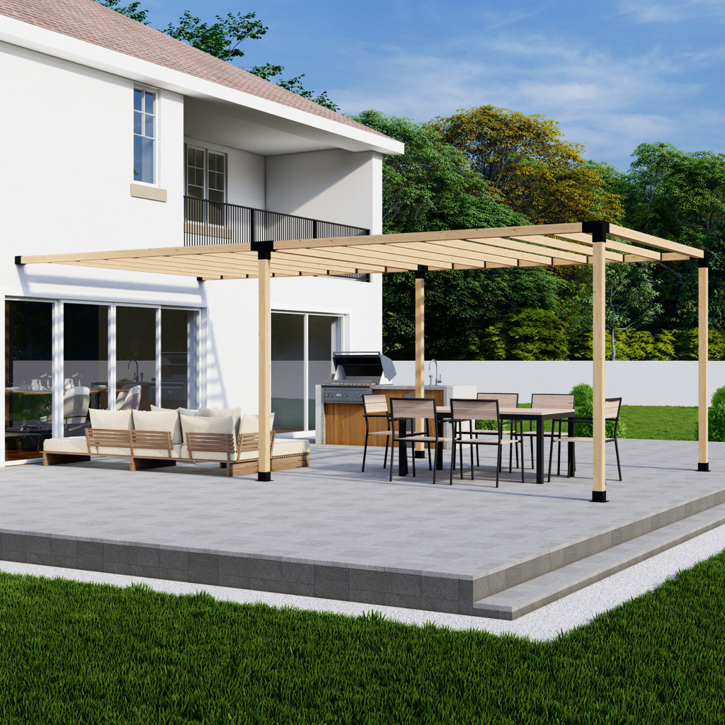 Pergola adossée à la maison 10x15 avec toit