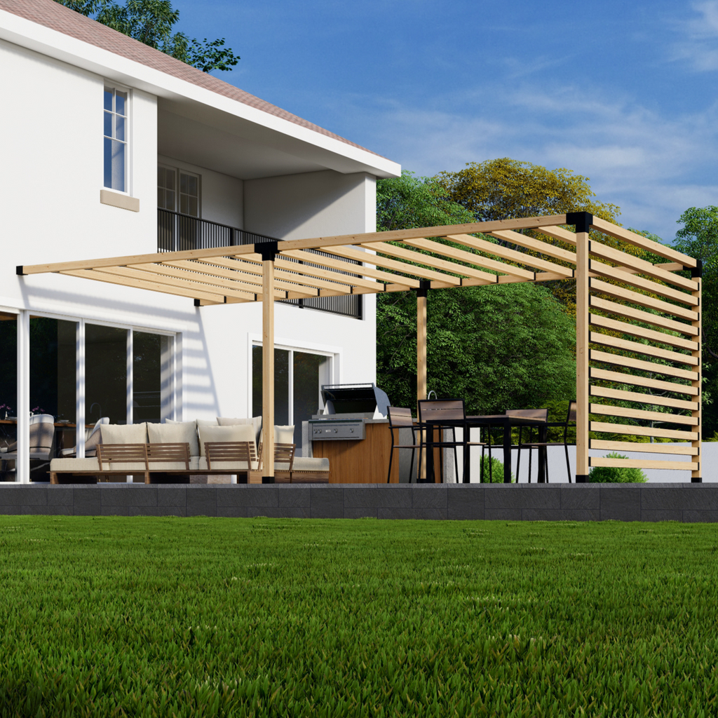 Kit for an Attached Pergola in Wall of Home