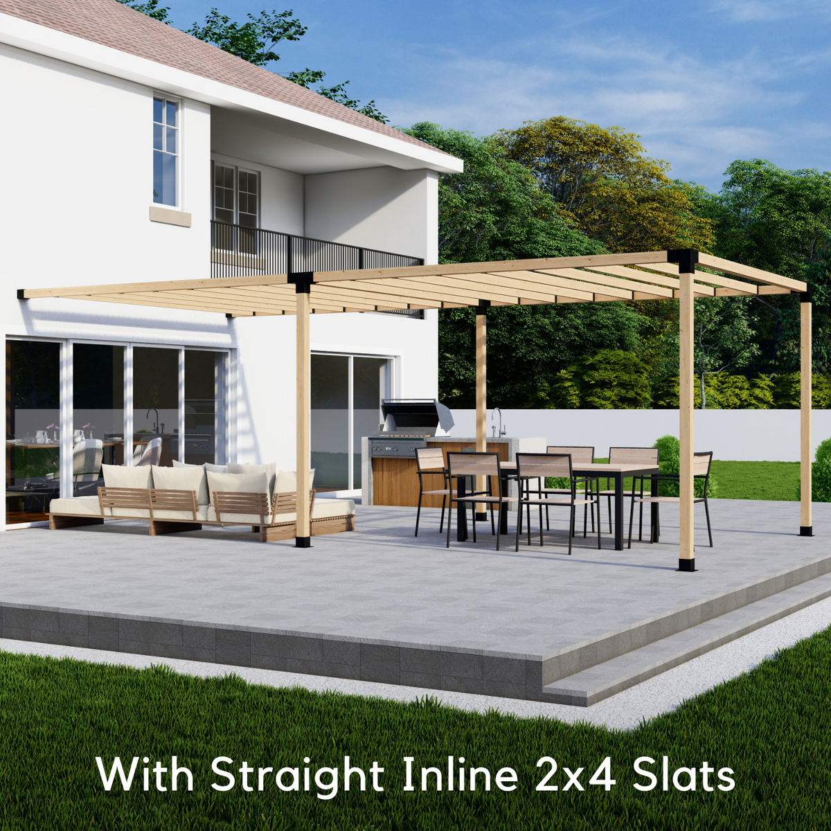 Pergola adossée à la maison 10x22 avec toit