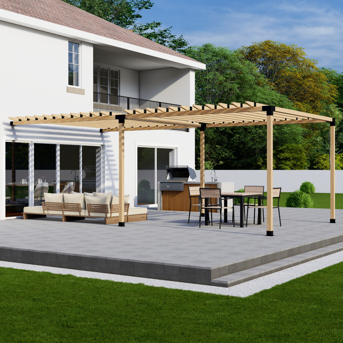 Kit for a Pergola With Overhang Roof