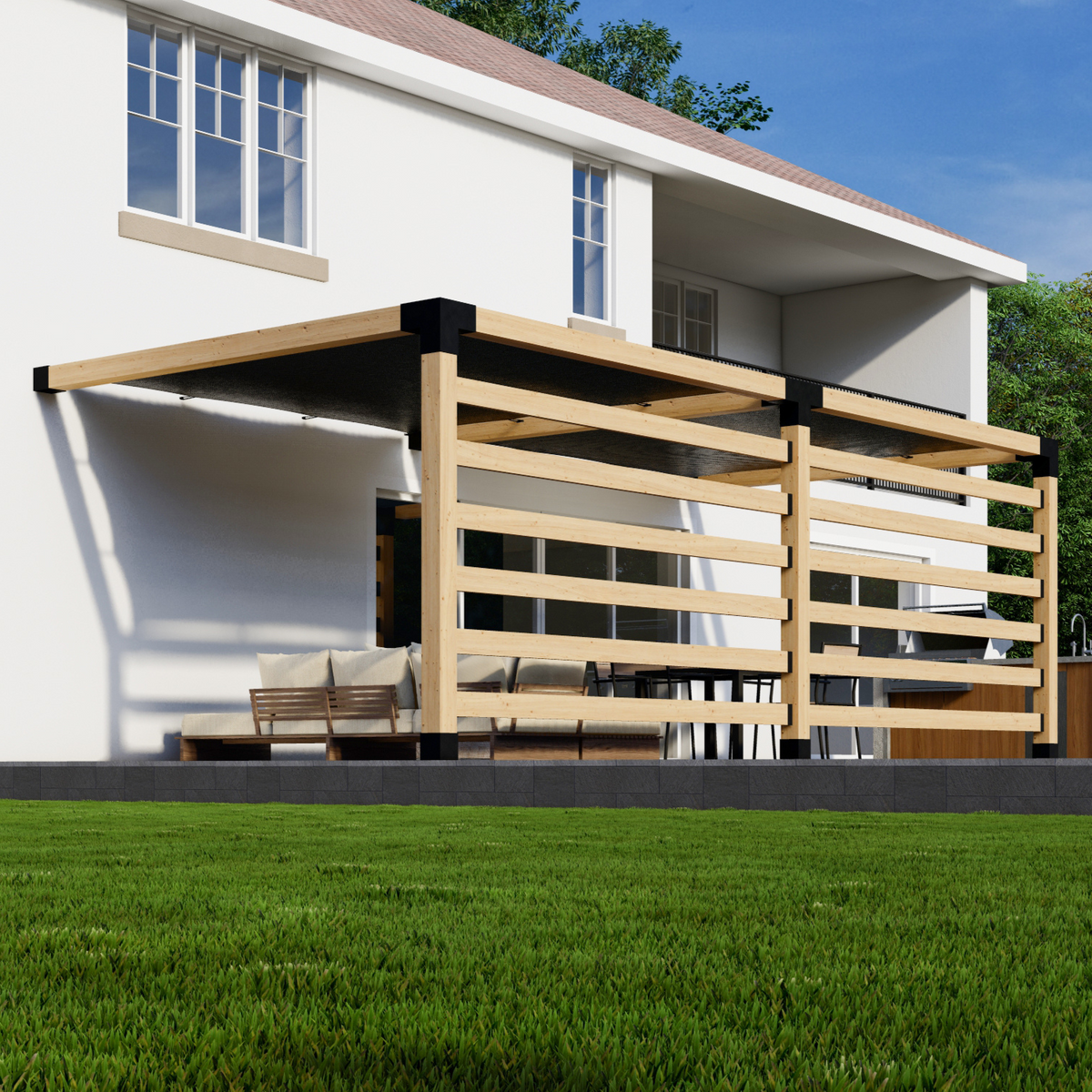Kit for a Pergola w/ 2 Pergola Roof Screens
