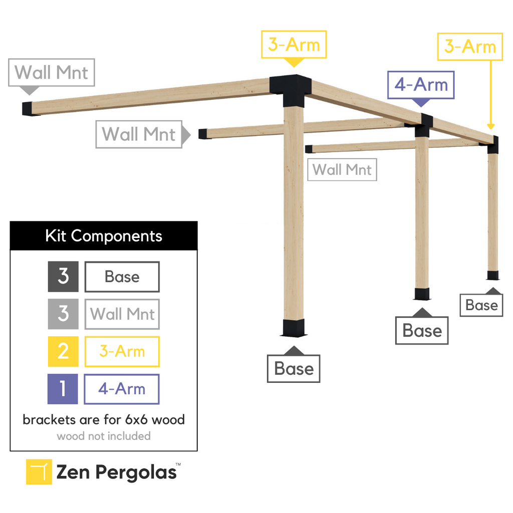 20' x 10' Pergola Attached to House with Roof