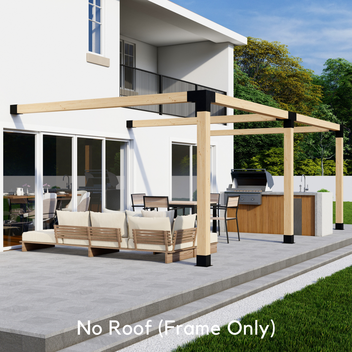 20' x 12' Pergola Attached to House with Roof