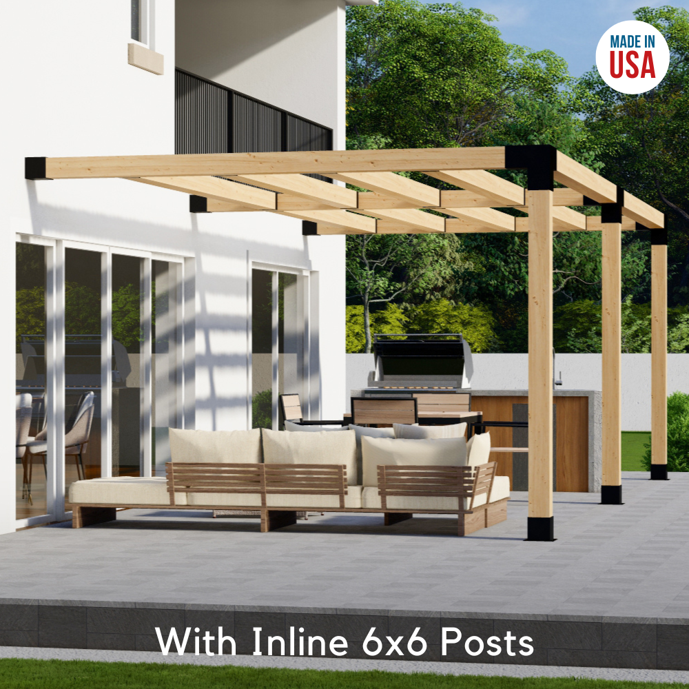 20' x 12' Pergola Attached to House with Roof
