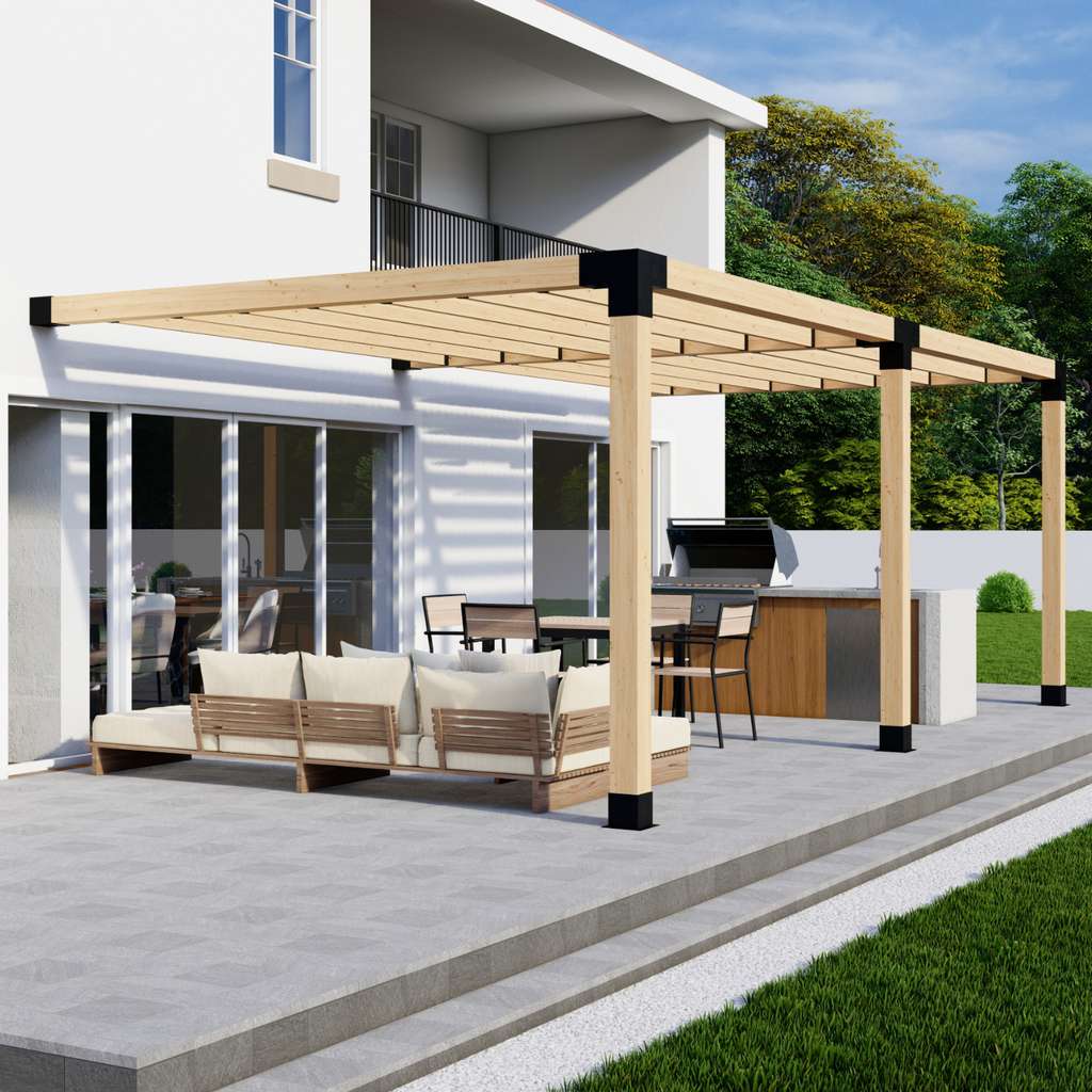 20' x 12' Pergola Attached to House with Roof