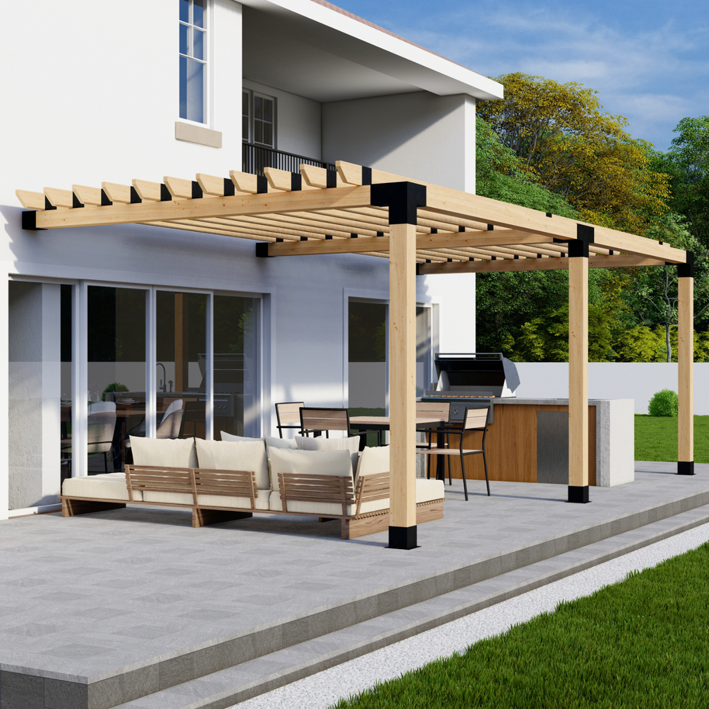 Kit for an Attached Pergola With Roof