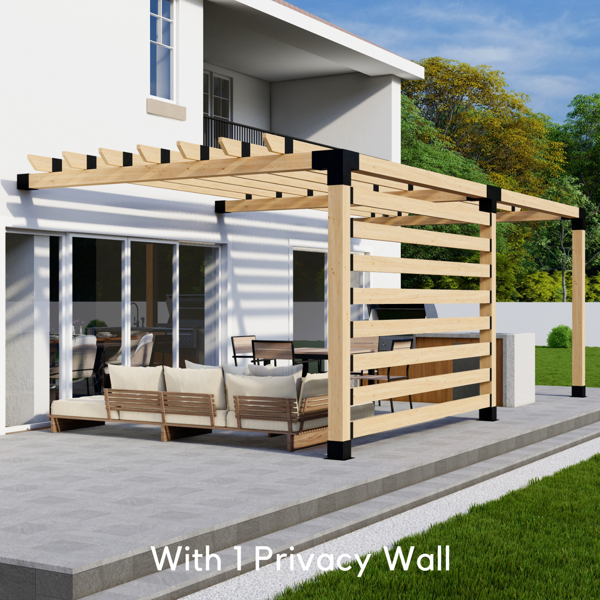 Kit for a Pergola Attached to Side of House