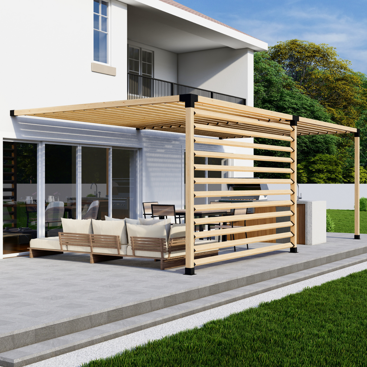 Kit for a Wall-Mounted One-Side Pergola
