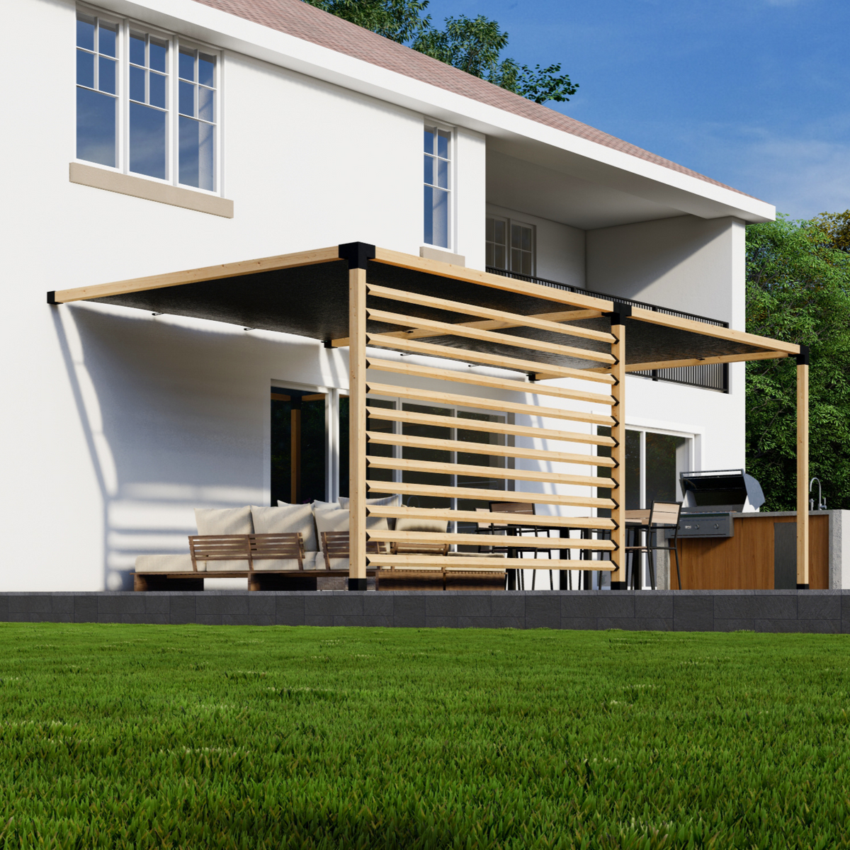Kit for a Wood & Steel Modern Pergola