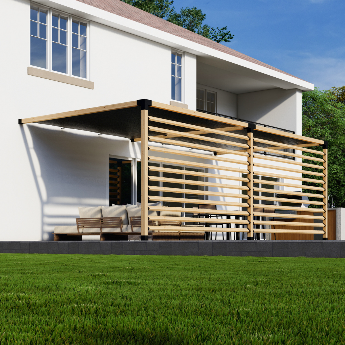 Kit for Pergola w/ 2 Pergola Top Shade Canopies