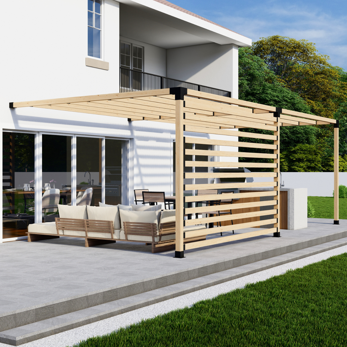 Kit for Building a Pergola Off House
