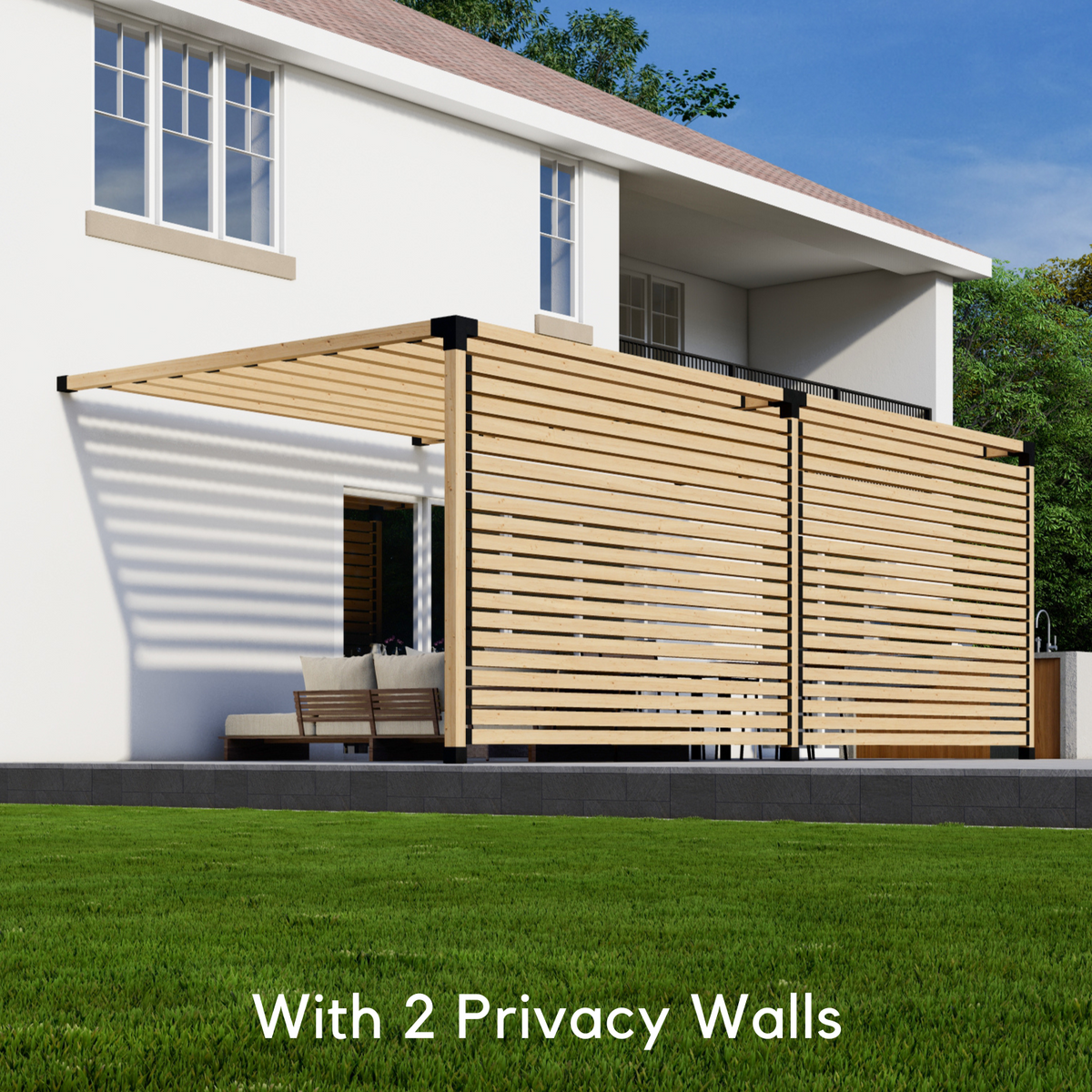 Kit for a Wall-Mounted Pergola With Roof