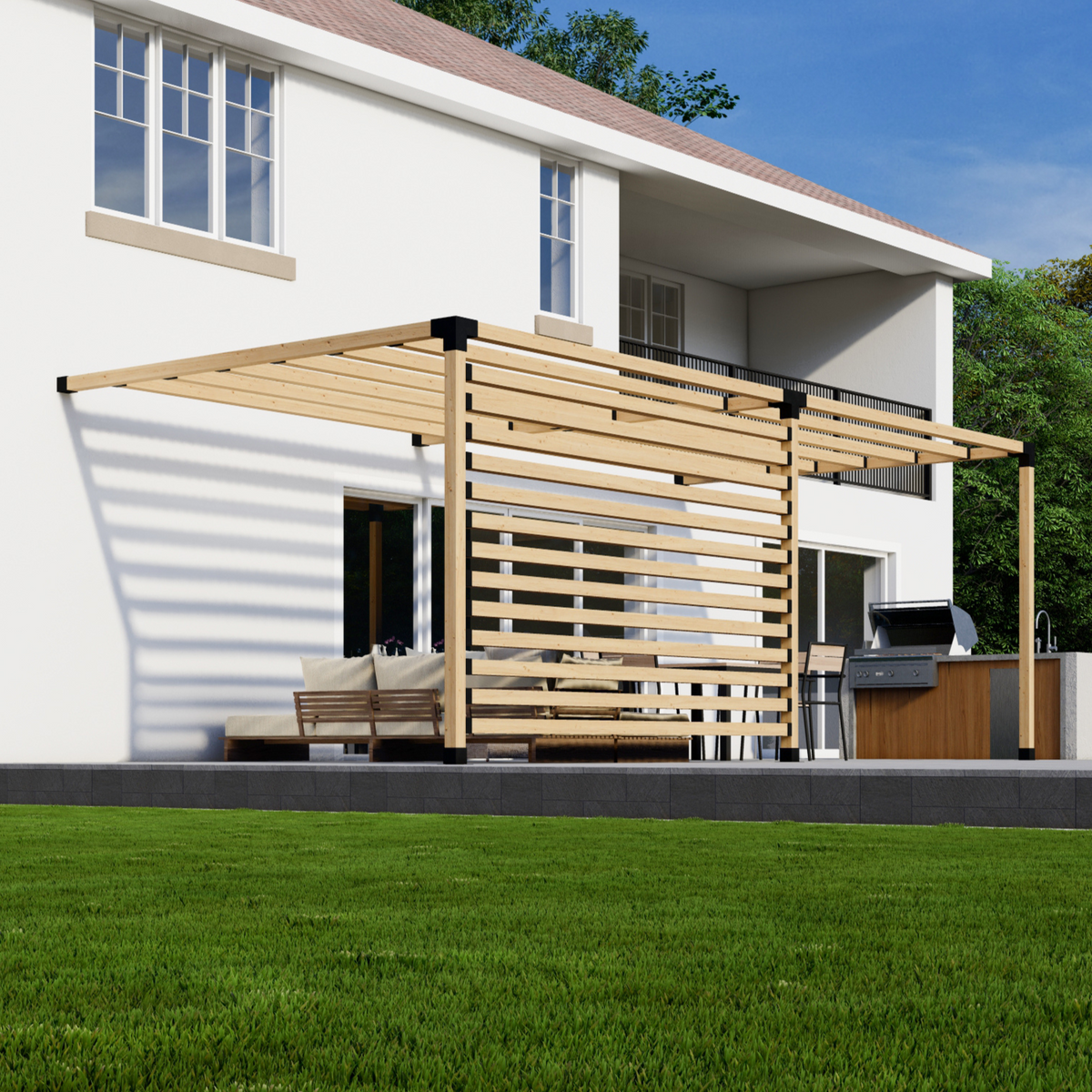 Kit for a DIY Pergola Attached to House