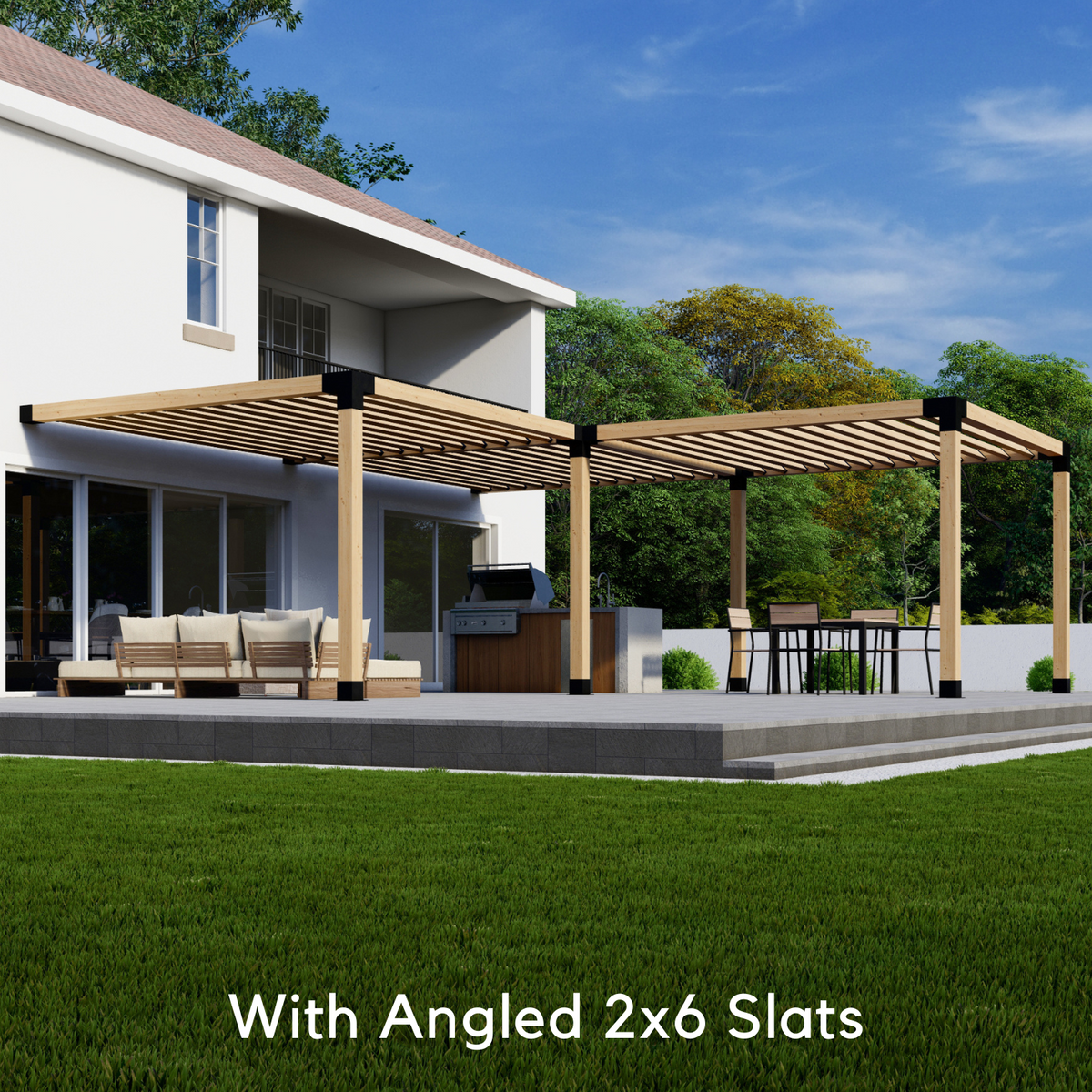 DIY Pergola Kit for an Attached L-Shaped Pergola Up to 24' x 24'