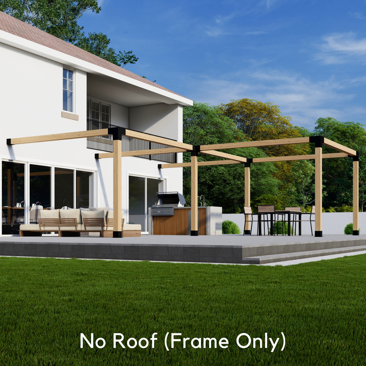 DIY Pergola Kit for an Attached L-Shaped Pergola Up to 24' x 24'