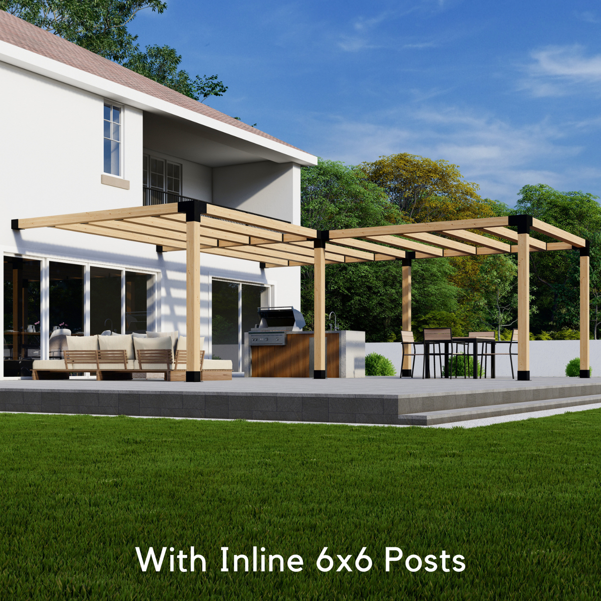 DIY Pergola Kit for an Attached L-Shaped Pergola Up to 24' x 24'