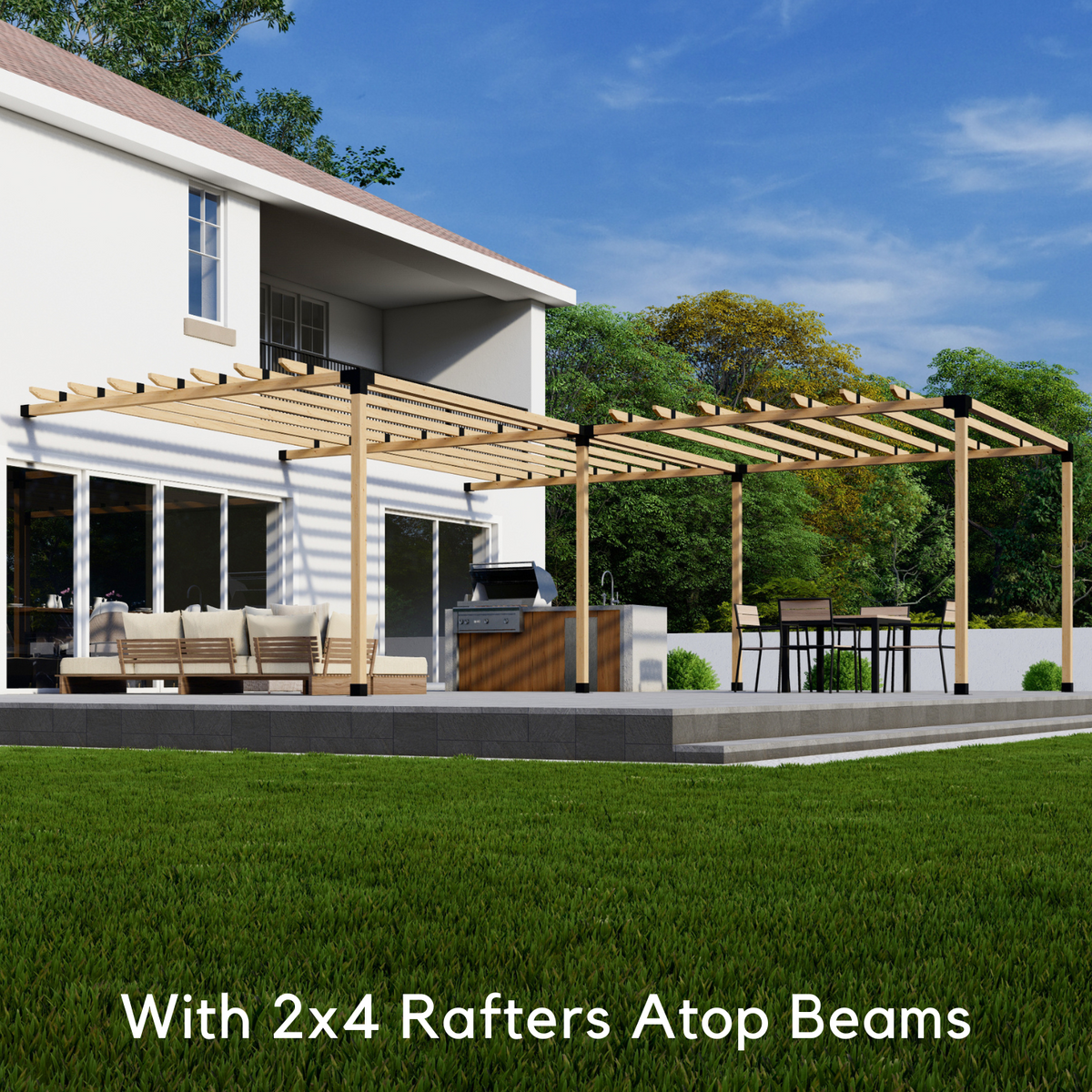 DIY Pergola Kit for an Attached L-Shaped Pergola Up to 24' x 24'