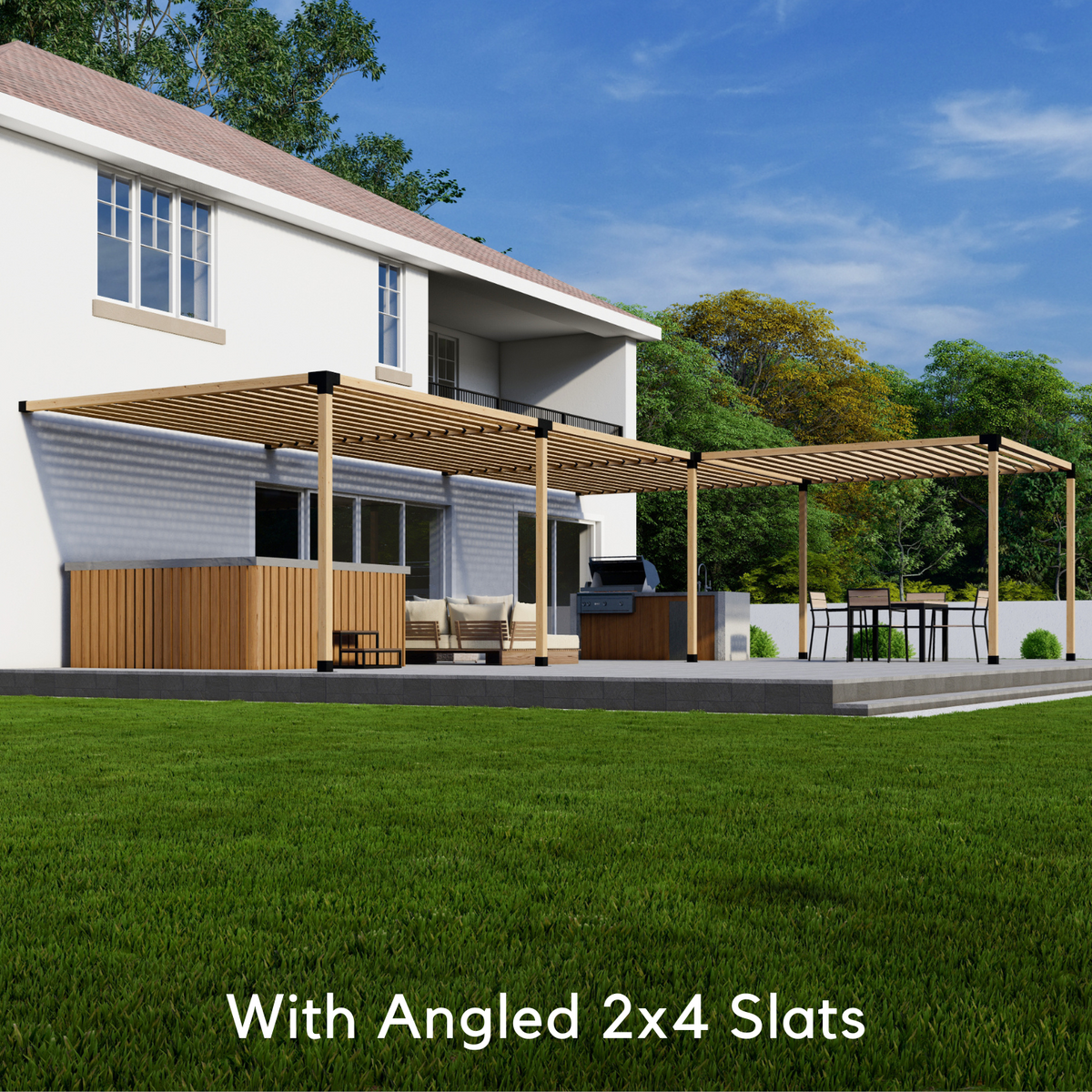 Kit for a Corner Pergola Attached to House