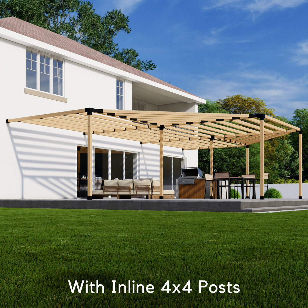 Kit for a Half-Circle Pergola Attached to House - Any Size Up to 36' x 24'