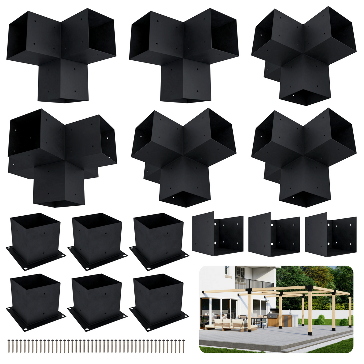DIY Pergola Bracket Kit for an Attached Pergola Frame - Any Size Up to 24' x 24'