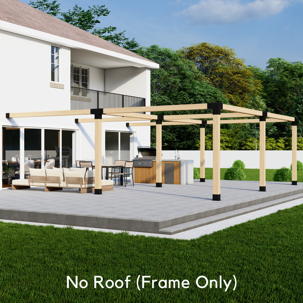 22' x 20' Pergola Attached to House with Roof