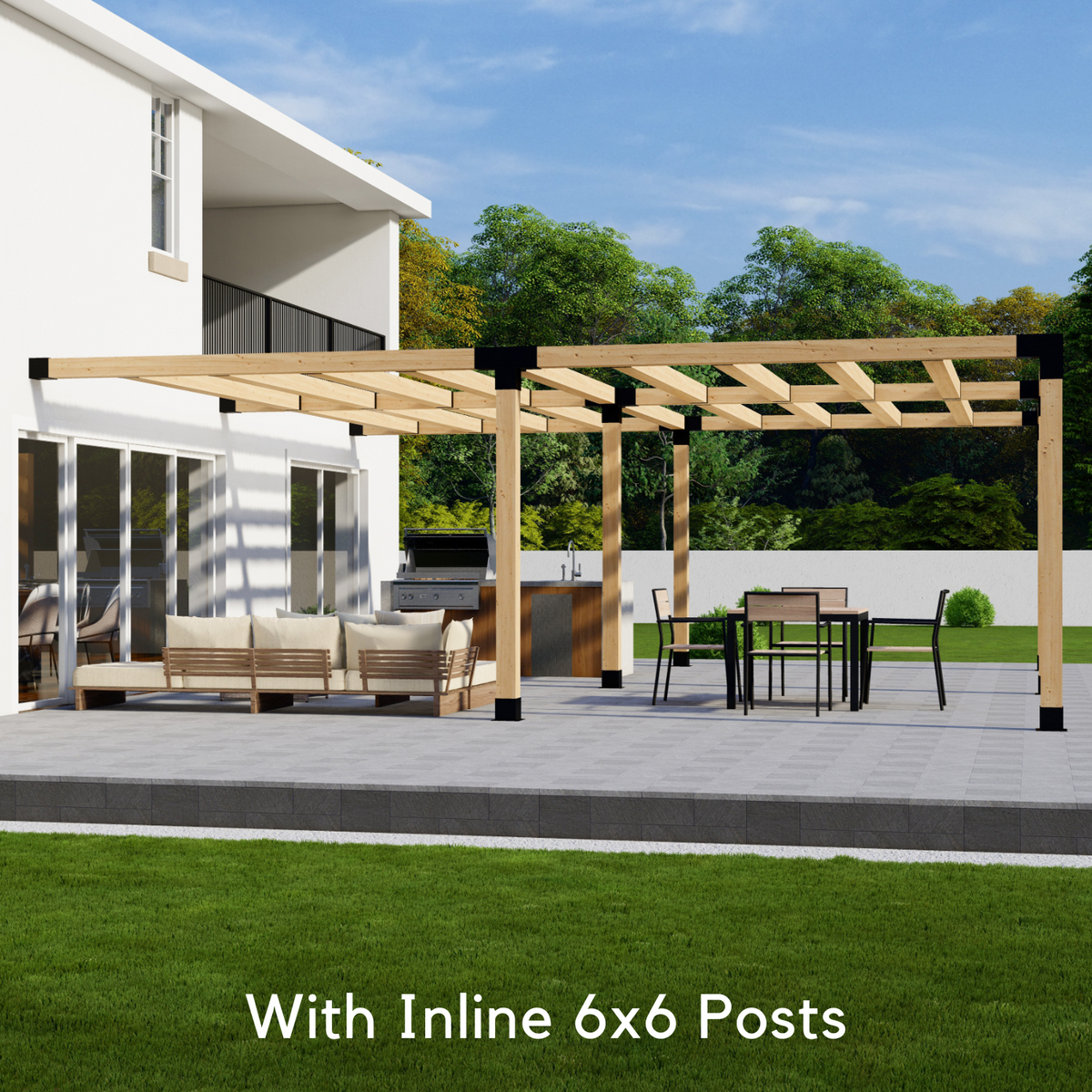 22' x 18' Pergola Attached to House with Roof