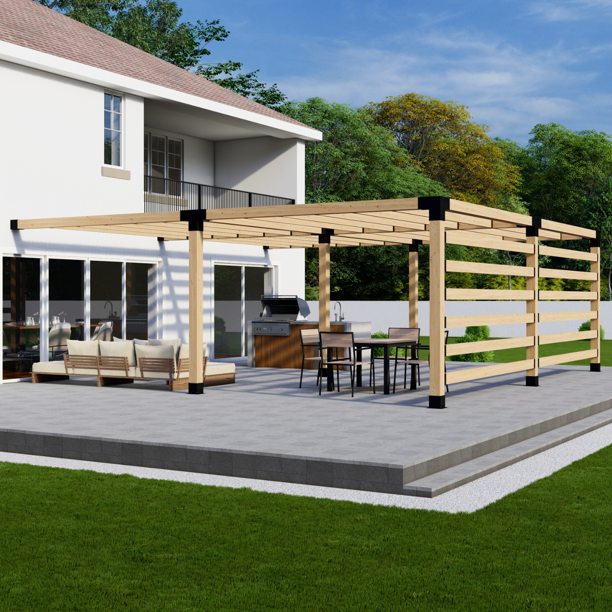 Kit for Building a Pergola in Wall of House