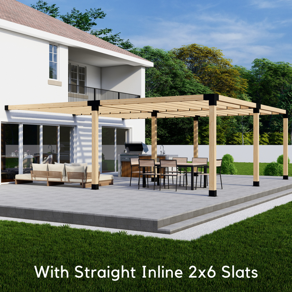 22' x 22' Pergola Attached to House with Roof